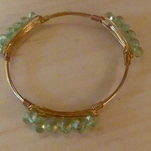 Wire Bangle Bracelet/Handmade/Round/Green